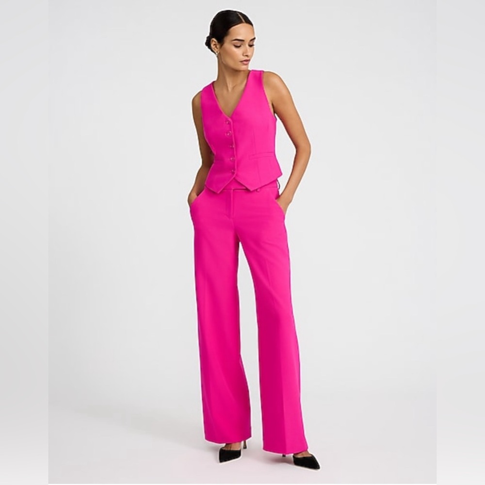 NWT Express Preview Editor Studio Stretch Twill Five Button Blazer Vest - Picture 3 of 7